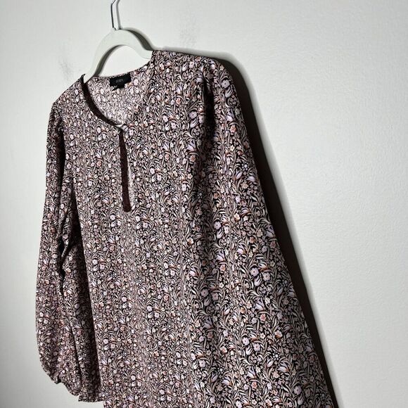 J. Crew Top Womens Small Balloon Sleeve Floral Print Long Sleeve Keyhole Blouse - Picture 9 of 11